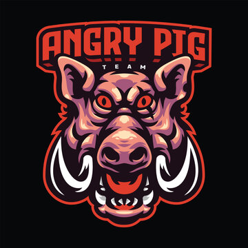 Angry pig team red logo mascot