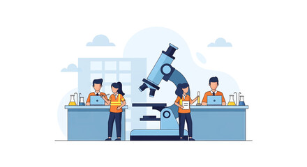 Fototapeta premium People working with a microscope.