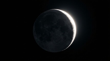 Fototapeta premium Eclipsed Moon Casting an Earthshine Glow in the Deep Space Night Sky