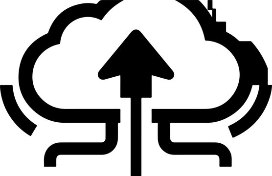 Cloud, upload, data transfer, black icon, business symbol, technology logo