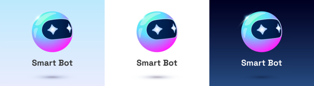 Charming chatbot character collection featuring colorful mascots with expressive faces. Digital assistant icons set including speech bubbles, stars, books, and cyber elements on clean backdrop.
