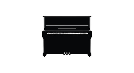 Black Silhouette Of An Upright Piano On A White Background © Urmi512