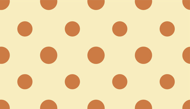 Classic seamless polka dot pattern with terracotta brown circles arranged evenly on a warm cream background.