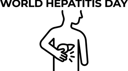 Naklejka premium World Hepatitis Day Patient With Liver Pain Line Art Icon