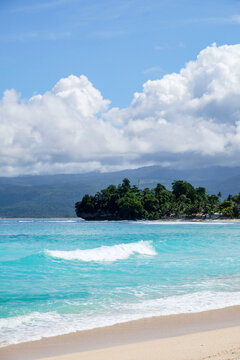 Turquoise tropical beach landscape at Labuhan Jukung Beach, Krui, Lampung