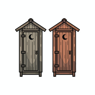 vector illustration of a wooden door
