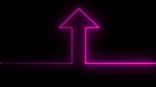 Abstract dynamic neon arrow icon animation , background neon arrow doing direction information animation on black background.4k motion video.