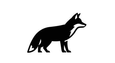 Obraz premium Minimalist black fox silhouette logo on white background