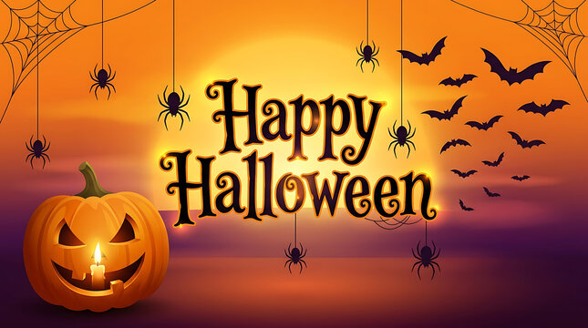 Happy halloween pumpkin banner