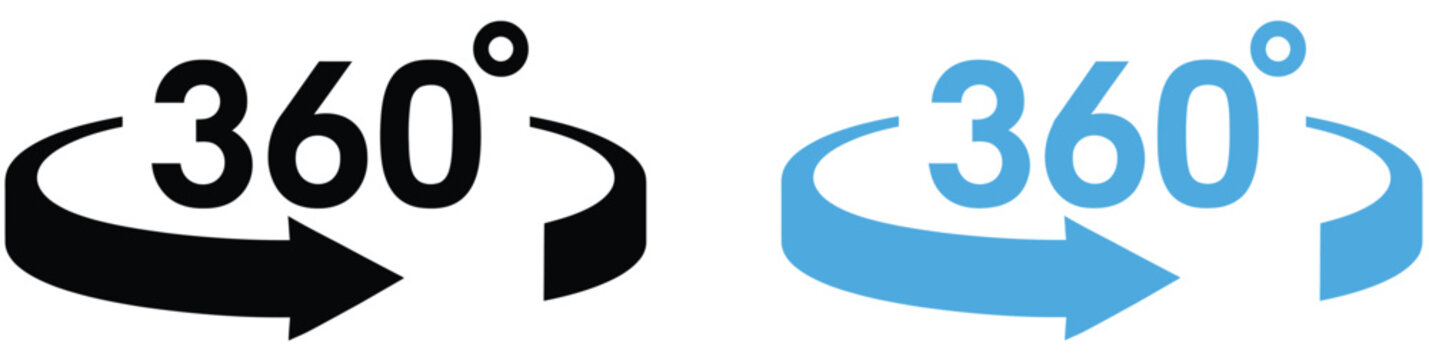 360 degree rotation arrow icon vector illustration representing full circular rotation, refresh direction, panoramic view, and modern interface designs