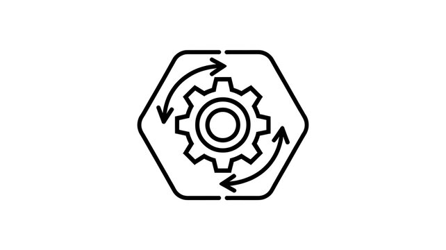 Gear icon, process cycle symbol, workflow optimization sign, business process improvement