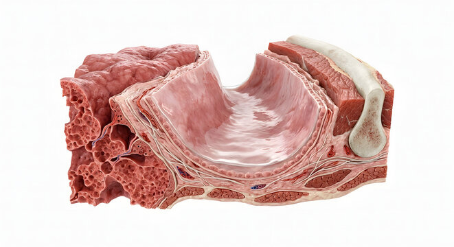 High-Fidelity 3D Cross-Section Render of Human Pleura Membrane Tissue
