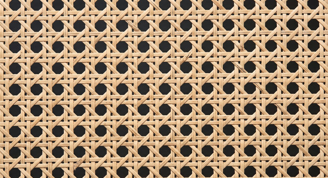 Natural Rattan Cane Webbing Texture with Classic Octagonal Woven Pattern