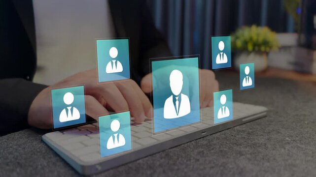 HR management system platform concept. workforce planning, recruitment management and human capital development. 