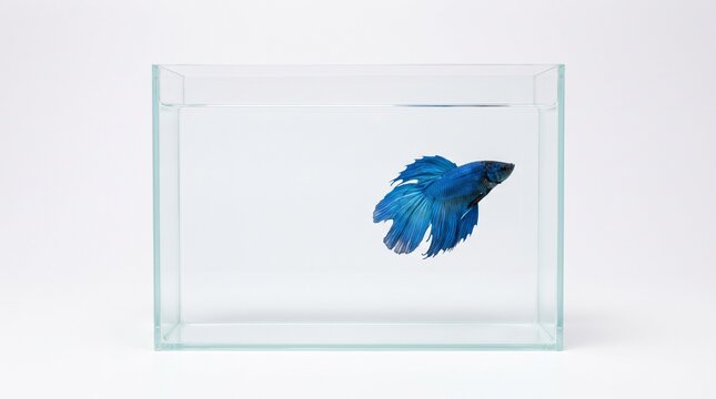 Minimalist Composition of Betta Fish in Glass Tank