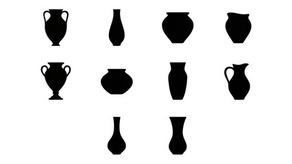Collection of black and white ancient greek and roman pottery and vase illustrations © FARUK