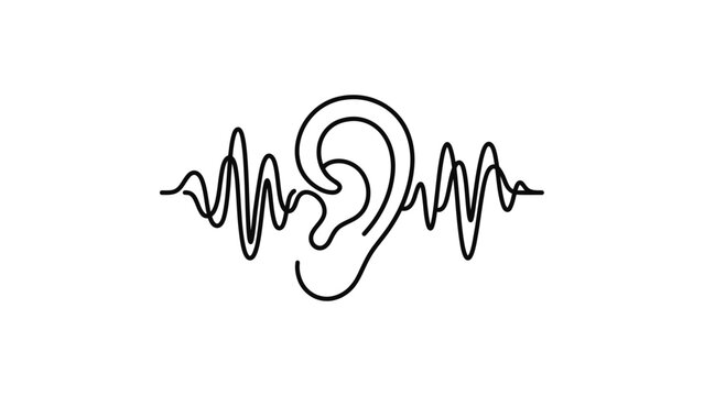 Ear Hearing Sound Waves Line Art Illustration