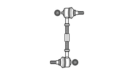 Fototapeta premium Clean Black and White Line Drawing of a Vehicle Steering Knuckle and Ball Joint Assembly with high quality professional line art symbols for modern creative design and digital branding projects