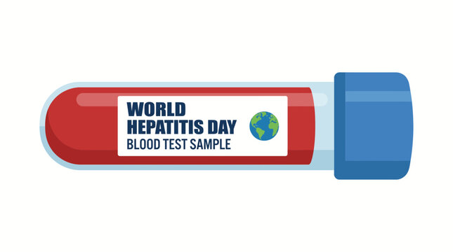 World Hepatitis Day Blood Test Tube Sample Isolated White Background Design