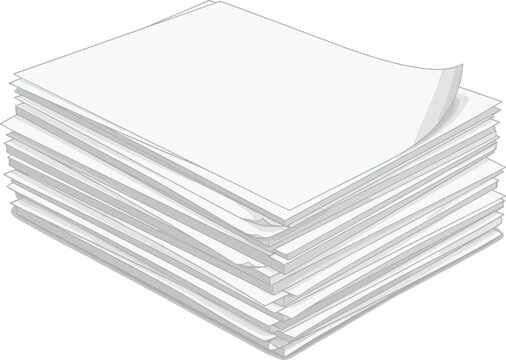 Messy pile of blank white paper sheets vector illustration, isometric document stack for corporate office archive and paperwork