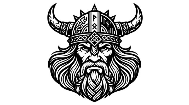 Detailed viking warrior head with helmet