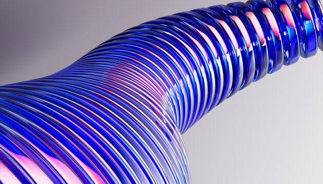 3D electric coil structure extends across a modern wallpaper