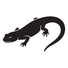 Obraz premium Black silhouette of a small lizard walking isolated graphic icon design