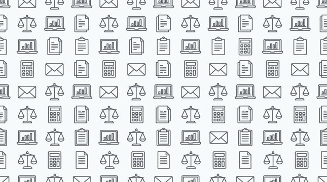 Legal and business pattern featuring law icons and documents.