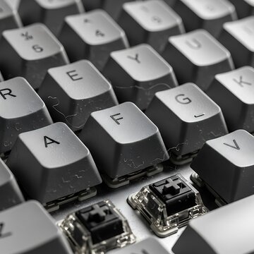 Close-up view of a computer keyboard with keys.