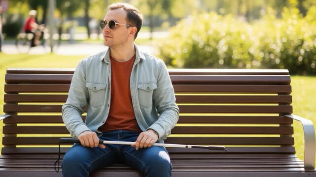 Casual businessman reading smartphone outdoors relaxed park bench