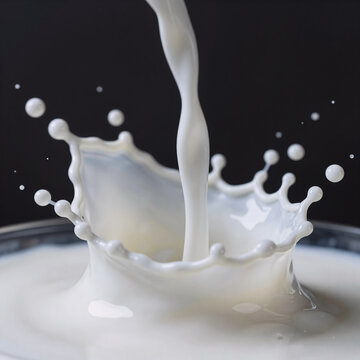 Stop-Motion Splash Nutrient. A Photorealistic Image Featuring A Splash Of Milk