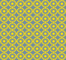 Fototapeta premium Seamless Geometric Floral Pattern with Yellow Daisy Motifs