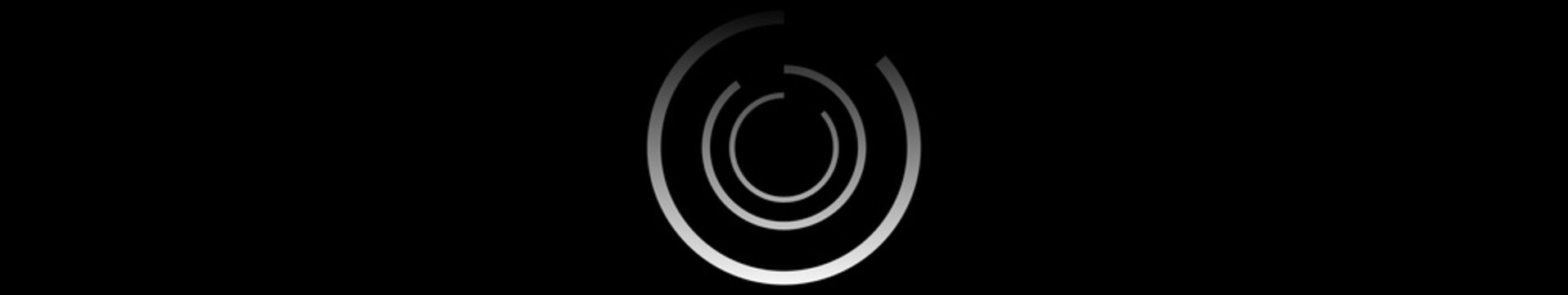 Triple Ring Loading Circle Icon Animation on Black Background. Download Progress, Preloader Animation Web Design Template. Seamless Loop 4K Ultrawide Motion Graphic with Alpha Channel.