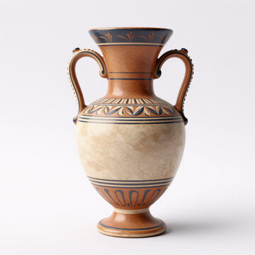 Matte Painting Ancient Jug. 3D Illustration Of An Ancient Greek Vessel With Handle, Isolated Against A White Background