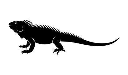 Obraz premium Iguana silhouette profile vector isolated on white background with realistic reptile shape minimalist black wildlife icon illustration