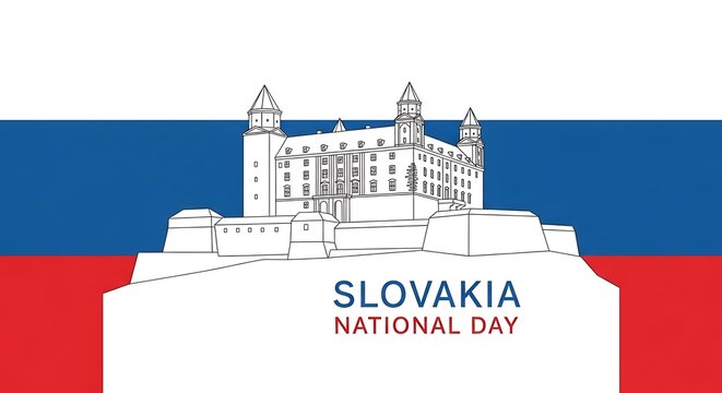 Slovakia National Day illustration with Bratislava castle.
