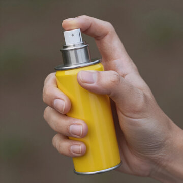 Pixel Art Pepper Spray. A Close-Up Of A Female Hand Holding Pepper Spray For Self-Defense