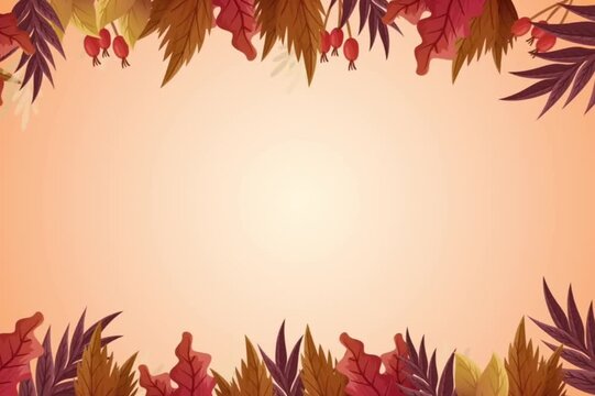 ​Thanksgiving greeting card background with warm orange tones and leaves
