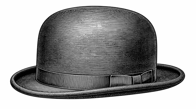 Classic bowler hat isolated on white background.