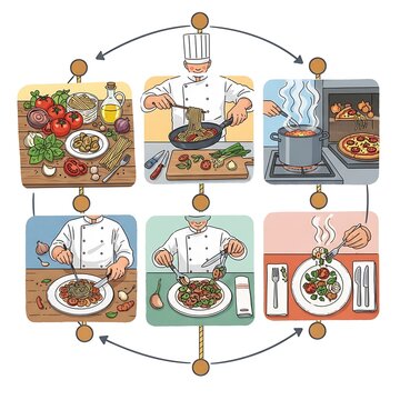 Colorful collection of international cuisine dishes.