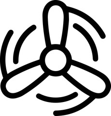 Spinning propeller icon, wind turbine blades, air flow symbol, motion lines, clean energy concept © Ferry