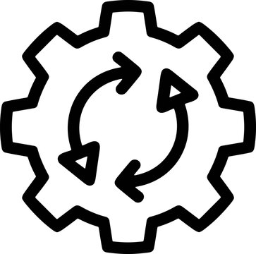 Gear with circular arrows icon symbolizing process, workflow, and continuous improvement