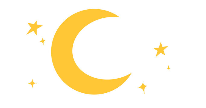 crescent moon and stars so bright