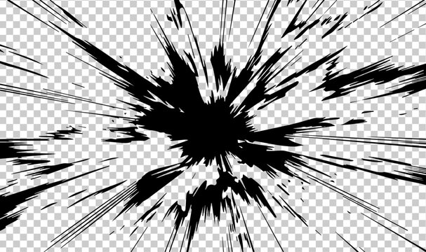 Manga Explosion Burst with Jagged Lightning Lines and Dynamic Anime Speed Effect Vector