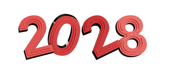 Bold red 2028 design for new year. Perfect for festive greetings and celebrations. Ideal © vegefox.com