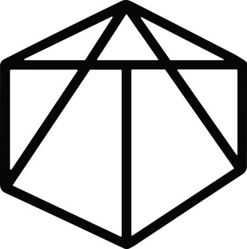 Geometric Icosahedron Outline, Polyhedron Shape, Abstract 3D Form, Wireframe Design