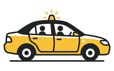 Naklejka premium Yellow Taxi Cab Vector Illustration