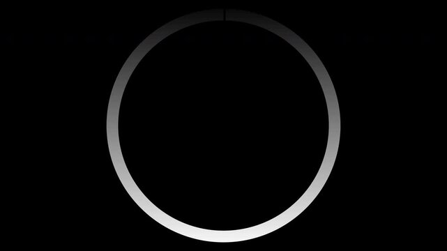 Thick Ring Loading Circle Icon Animation on Black Background. Download Progress, Preloader Animation Web Design Template. Seamless Loop 4K Motion Graphic with Alpha Channel.