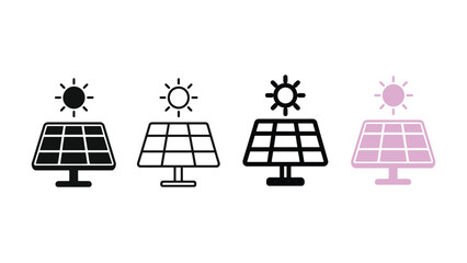 Solar panel icons set with sun illustration renewable energy concepts © MDMOMIN