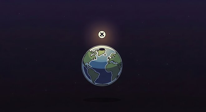 Blue planet Earth floating in dark cosmic space.